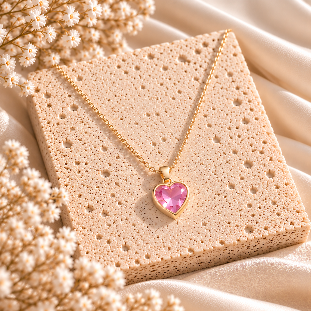 Collar Crystal Heart Pink